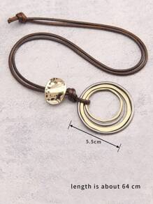 1 pieza Collar de aro grande asimétrico plano de doble color de aleación, cadena larga minimalista y de moda, regalo de Navidad para mujeres