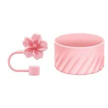 1 Peça Capa de Silicone Rosqueada para Garrafa de Água, 1 Peça Tampa de Silicone com Flor de Maçã-Brava (Compatível com Canudo de 10mm/0,39 polegada), Acessórios Portáteis à Prova de Derrapagem, Choque, Ruído e Poeira para Garrafas de Água, Compatível com , Esportes, Camping, Fitness, Presente do Dia das Mães