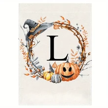 个性化首字母亚麻花园旗帜 - 双面、防风雨、粗麻布外观 - 无需电力的多功能户外装饰 - 可机洗，万圣节主题 - 1 件 - 彩色 - 查看 22