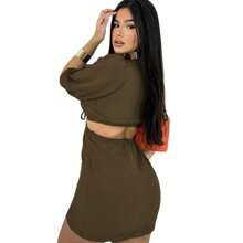 WE SHINE DUNA PARTY DRESS Puffed Sleeve Princess - Rust Brown - View 3