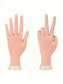 1 pieza Mano modelo de práctica de acrílico y gel para entrenamiento de técnicos de uñas - Albaricoque - Ver 1