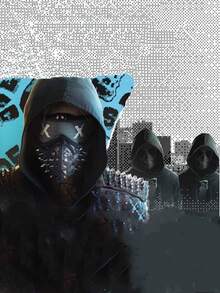 1pc Watch Dogs Demon Punk Face Mask, Halloween Cosplay Studded Punk Mask Skull Skeleton - A - View 4