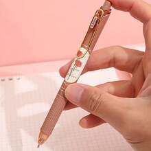 4pcs Rose And Poem Gel Pens Set Retro Flower Design 0.5mm Ballpoint Black Color Ink For Writing Office School - Black - View 6