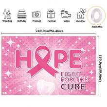 1pc Polyester Breast Awareness Banner, Versatile Pink Ribbon And Heart Decorations For Supporting Events, No Electricity Needed, Multi-Purpose For Photo Booth And Party Decor - Multicolor - View 4
