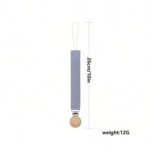 1pc Baby Crinkle Fabric Pacifier Clip And 3-Hole Wooden Pacifier Clip, Fashionable Print Design Suitable For Everyday Use