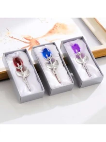 1 件水晶玻璃玫瑰花，人造金属花瓣装饰，办公桌装饰，万圣节婚礼派对情人节礼物，情人节，礼物