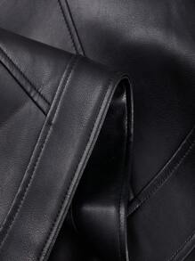 Risissida Women's Autumn Faux Leather Biker Jacket - Vintage Patch, Create Layered Personalized Style - Black - View 8