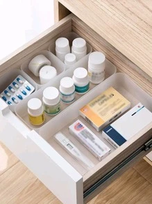 1PC/5pcs/10pcs抽屉整理盘收纳盒卧室、床头柜、抽屉、梳妆台、浴室和厨房抽屉、磨砂收纳盒、桌面和抽屉收纳盒、适用于假日海滩、浴室收纳、卧室收纳、大容量 - 彩色 - 查看 2