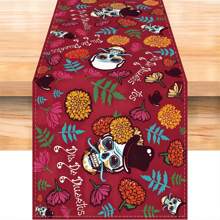 Camino de mesa de Halloween | Diseño multicolor de calavera | Colorido | Lavable para interiores y exteriores | Perfecto para decoraciones navideñas, fiestas festivas | Mantel de mesa de cocina/fiesta, Navidad