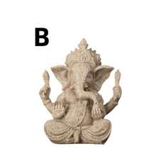 1pc Sandstone Resin Crafted Elephant Head Decor Ornament - Multicolor - View 3