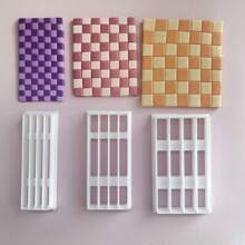 1 件/3 件棋盘格图案聚合物粘土切割工具，适用于珠宝制作 - 白色 - 查看 2