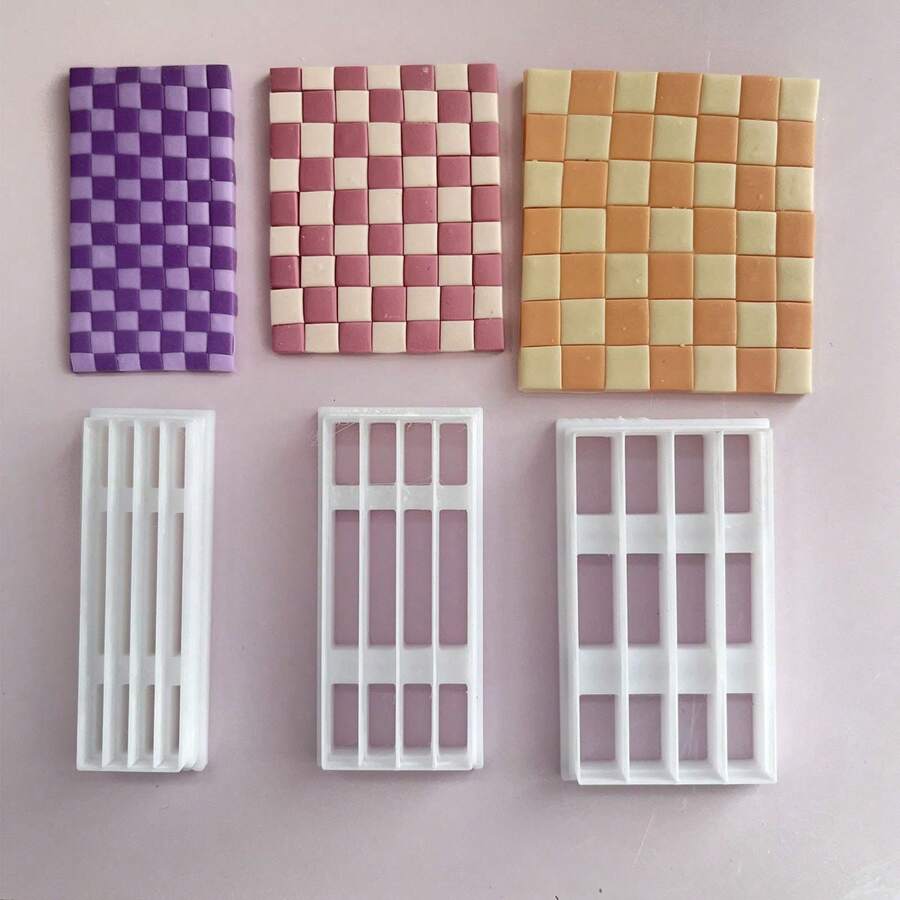 1 件/3 件棋盘格图案聚合物粘土切割工具，适用于珠宝制作
