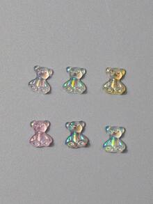 Ornamento de uñas de oso aurora de resina glamuroso 5D, ornamento de uñas transparente, lindo y dulce, pequeños accesorios para uñas de damas y niñas decoración uñas - Multicolor - Ver 4