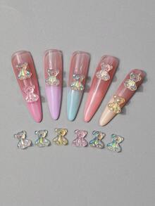 Ornamento de uñas de oso aurora de resina glamuroso 5D, ornamento de uñas transparente, lindo y dulce, pequeños accesorios para uñas de damas y niñas decoración uñas - Multicolor - Ver 5