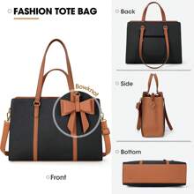 Laptop Bag For Women 15.6 Inch Laptop Tote Bag Waterproof Leather Computer Bag Large Lightweight Briefcase Professional Business Office Work Bag - Black and Brown - View 6