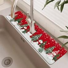 1 件圣诞印花吸水速干垫，防水防滑，适用于浴室、厨房、农场和办公室、水龙头装饰 - 彩色 - 查看 16