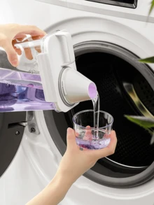 1 pièce Boîte de rangement pour poudre à lessive, grand bac en plastique à capacité élevée pour détergent liquide à usage domestique, organisateur étanche pour salle de bain et maison de 1100 ml/1800 ml/2300 ml - Transparent - Voir 1