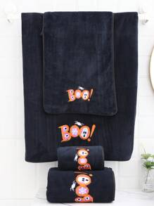 2pcs/1pc Coral Fleece Fairy Tale Black Evil Pumpkin Bathroom Decorative Towel, Soft Absorbent Non-Shedding Unisex Beach/Bath Towel, Large Size For Home, Outdoor, Swimming Pool, Nap Blanket Shower Towels For Beaty Salon, Hotel Sports,Home Essentials, Towel, Skin Care Bath Towel Sheet