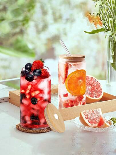 1pc Transparent Clear Beer Glasses With Straw,Iced Coffee Glasses, Cute Tumbler Cup, Ideal For Whiskey, Soda, Tea, Water , Back To School Supplies
