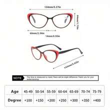 复古猫眼眼镜 女士时尚眼镜 老花镜 +1.0 至 +4.0 万圣节 - 白色 - 查看 5