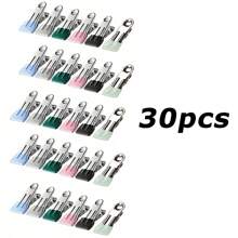 2,16 Zoll schwere Metall-Wäscheklammern 10/20/30 Packungen, Wäscheklammern für Fototrocknen, Wäscheleine, Wäsche, Socken, Beutel-Clips für Lebensmittel, Küche, Edelstahl mit Gummi, 6 Farben, Marke: Cowdro