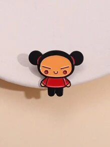 1 Pieza Broche de esmalte con diseño chino de niña cabeza de bola, accesorio personalizado de icono de dibujos animados, broche de muñeca lindo y divertido, accesorio de pasador para solapa, sombrero, mochila, decoración, joyería, regalo para mejor amiga, accesorio para vestir, pin para ropa, dije para mochila, para la escuela