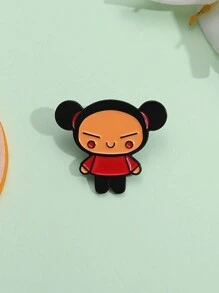 1 Pieza Broche de esmalte con diseño chino de niña cabeza de bola, accesorio personalizado de icono de dibujos animados, broche de muñeca lindo y divertido, accesorio de pasador para solapa, sombrero, mochila, decoración, joyería, regalo para mejor amiga, accesorio para vestir, pin para ropa, dije para mochila, para la escuela