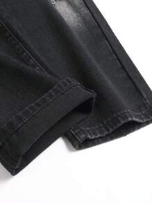Euro Style Men Ripped Straight Leg Slim Fit Denim Jeans - Black - View 7
