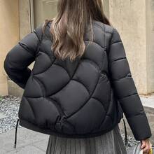 Nuovo Cappotto Imbottito Donna Semplice Con Colletto A Coda Di Rondine