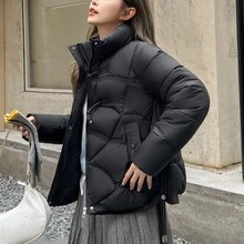 Nuovo Cappotto Imbottito Donna Semplice Con Colletto A Coda Di Rondine