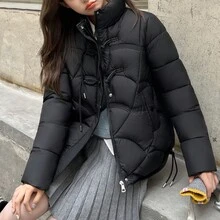 Nuovo Cappotto Imbottito Donna Semplice Con Colletto A Coda Di Rondine