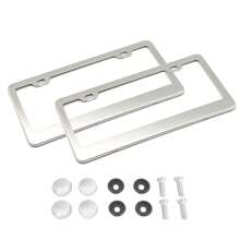2 Pieces American Aluminum License Plate Frames, Square Holes And Rounded Corners American Car Protection Frame, With Screw Fittings - one-size - View 11