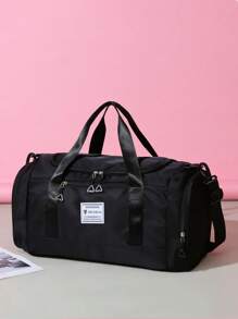 宽敞的周末旅行包 - 超轻，多用途干湿分离/单肩包，非常适合过夜旅行和航空旅行，适用于手提箱、过夜包、健身包、行李袋、周末包、行李袋、手提包、大学包、行李袋、周末包、医院包、假日、冬季包、学校、学校配件、学校用品 - 黑色 - 查看 1