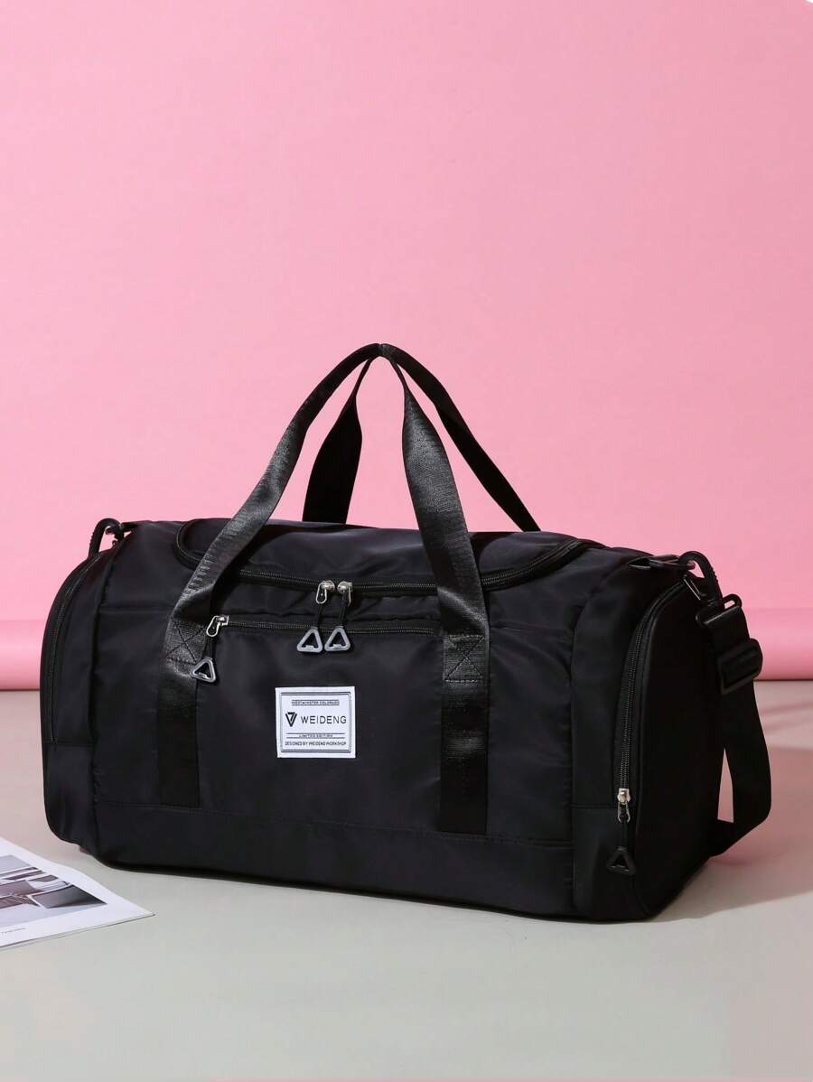 宽敞的周末旅行包 - 超轻，多用途干湿分离/单肩包，非常适合过夜旅行和航空旅行，适用于手提箱、过夜包、健身包、行李袋、周末包、行李袋、手提包、大学包、行李袋、周末包、医院包、假日、冬季包、学校、学校配件、学校用品 - 黑色 - 查看 1