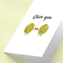 1PC Fun And Creative Holiday Greeting Card Cute Valentine's Card. Olive You Card. Funny Valentine's Day Card. I Love You Card. Valentine's Card,Christmas - Multicolor - View 6