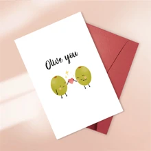 1PC Fun And Creative Holiday Greeting Card Cute Valentine's Card. Olive You Card. Funny Valentine's Day Card. I Love You Card. Valentine's Card,Christmas - Multicolor - View 2