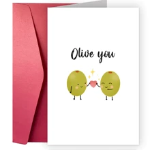 1PC Fun And Creative Holiday Greeting Card Cute Valentine's Card. Olive You Card. Funny Valentine's Day Card. I Love You Card. Valentine's Card,Christmas - Multicolor - View 1