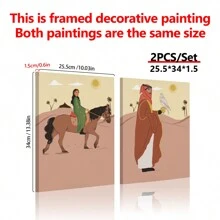 SHElN X  Bayan Yasien 2pcs Designer  Hand-Painted Illustration, Boho Style Poster, Framed Wall Art Easy To Hang,For Room Decor Items