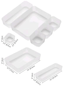 1PC/5pcs/10pcs抽屉整理盘收纳盒卧室、床头柜、抽屉、梳妆台、浴室和厨房抽屉、磨砂收纳盒、桌面和抽屉收纳盒、适用于假日海滩、浴室收纳、卧室收纳、大容量 - 彩色 - 查看 9