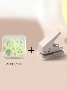1 件迷你打孔器，带活页环，适用于办公用品和文具的小型单孔打孔器，随机活页环盒 返校，返校，学校用品 - 彩色 - 查看 7