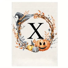 个性化首字母亚麻花园旗帜 - 双面、防风雨、粗麻布外观 - 无需电力的多功能户外装饰 - 可机洗，万圣节主题 - 1 件 - 彩色 - 查看 19