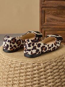 WHDXY 1 Pair Women's Stylish Leopard Print Flats, Pointed Toe, Rhinestone Embellishment, Comfortable Soft Sole Elegant Casual Shoes, Versatile For Skinny Jeans - 杏色 - 查看 4