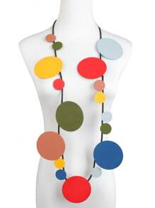 MARLIWOO 1 件时尚波西米亚风几何木质吊坠长项链女士珠宝 - 彩色 - 查看 18