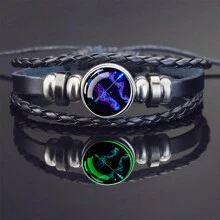 1pc Glow In The Dark 12 Zodiac Sign Braided Multilayer Bracelet, Unisex - style - View 16