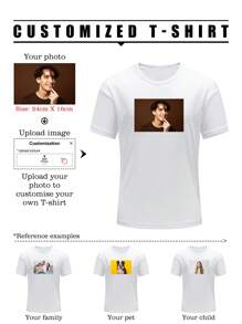 Áo thun thể thao nam tay ngắn phong cách bạn trai tùy chỉnh có thiết kế đồ họa để sử dụng ảnh/logo của riêng bạn dành cho các cặp đôi, gia đình, thú cưng, quà tặng cho chồng hoặc bạn trai. - trắng - Xem 2