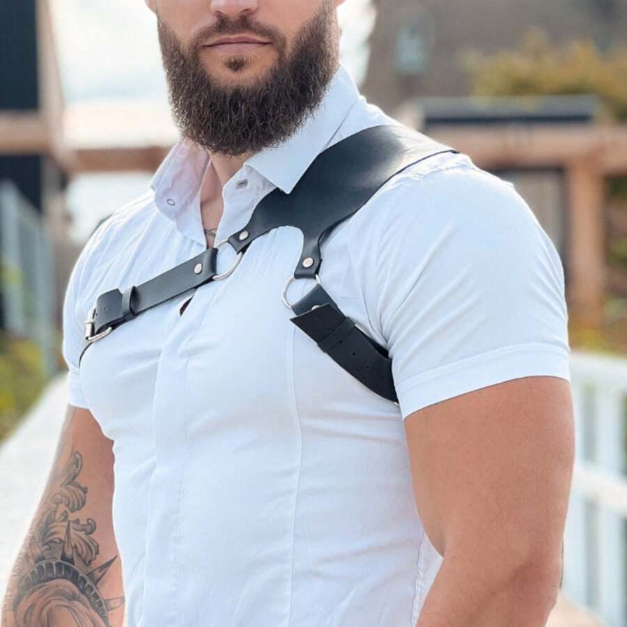 1pc Men's Personalized Suspender Belt Waist Strap Punk Style Integrated Shirt Accessory