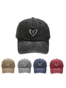 1 件男女通用复古水洗可调节棒球帽，刺绣，卡车司机帽，老爹帽，纯色，嘻哈帽，户外防晒帽万圣节 - 棒球帽 - 查看 2