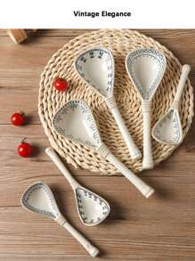Cuchara japonesa de color azul y blanco de mango largo, cuchara pequeña de cerámica rústica, cuchara retro para beber sopa, cena, ramen, cuchara de sopa grande creativa, artículos escolares