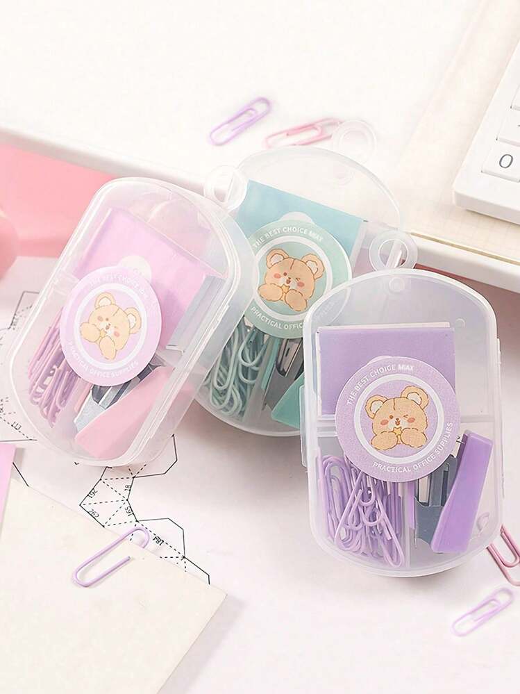 1 PIEZA Grapadora mini portátil de color Morandi, máquina encuadernadora metálica con grapas, juego de papelería de grapadora escolar (las etiquetas son aleatorias y no están fijas), de vuelta a la escuela, útiles escolares - rosa - Añade 2