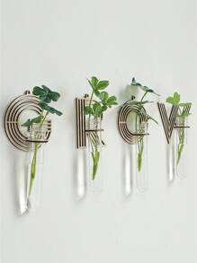 1pc A-Z 26pcs Wooden Hollow Letter Plant Propagation Stand, DIY Plant Propagation Tube, Wall Mounted Test Tube Vase, For Hydroponics Plants Home Garden Office Decor, Gift For Plant Lovers